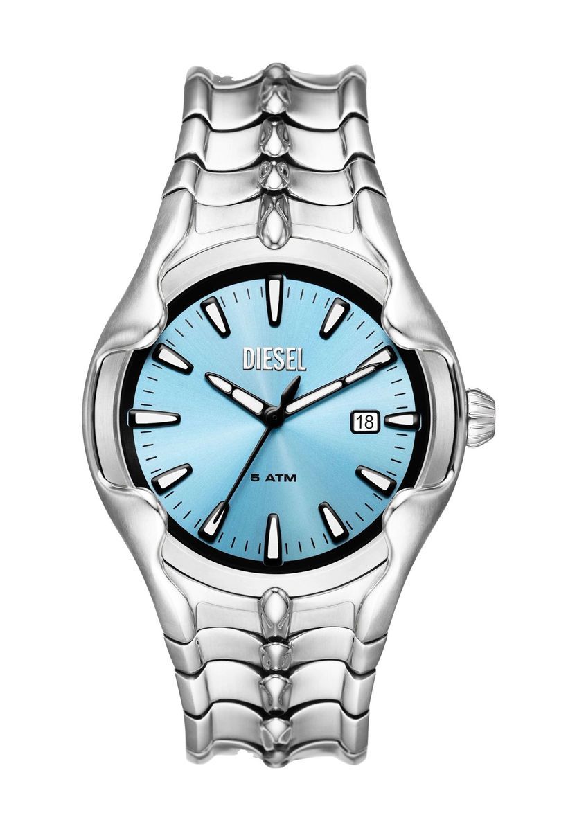 Moderne Edelstahluhr mit blauem Zifferblatt