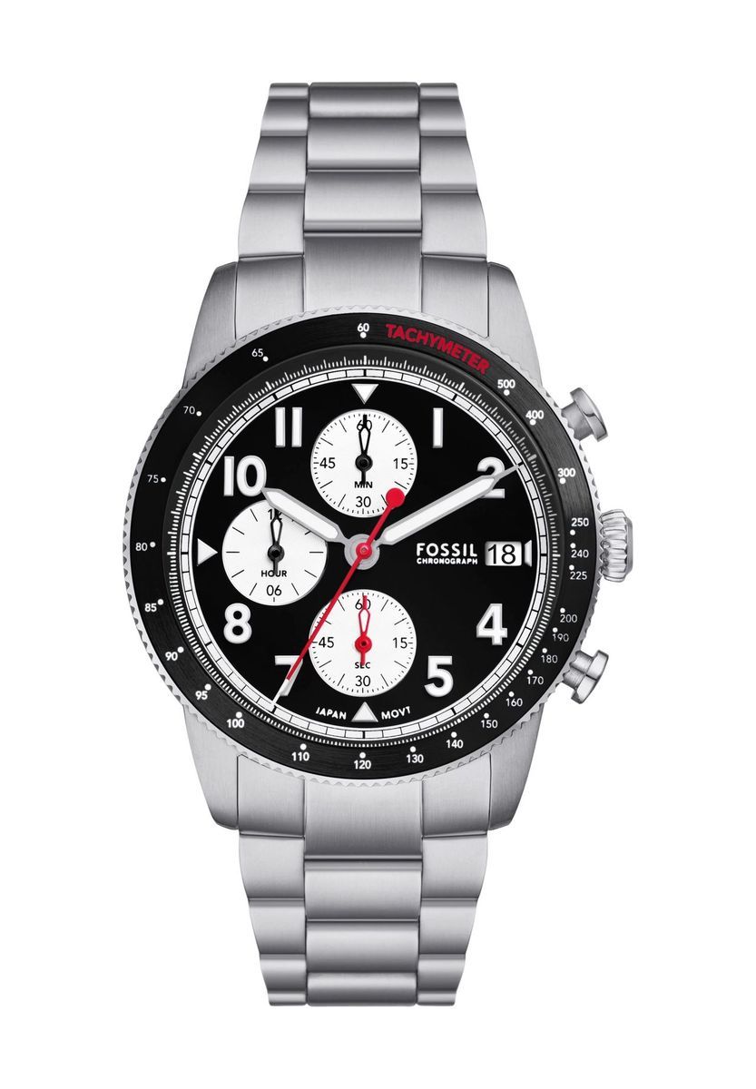 Herren Chronograph Uhr Edelstahl Silber