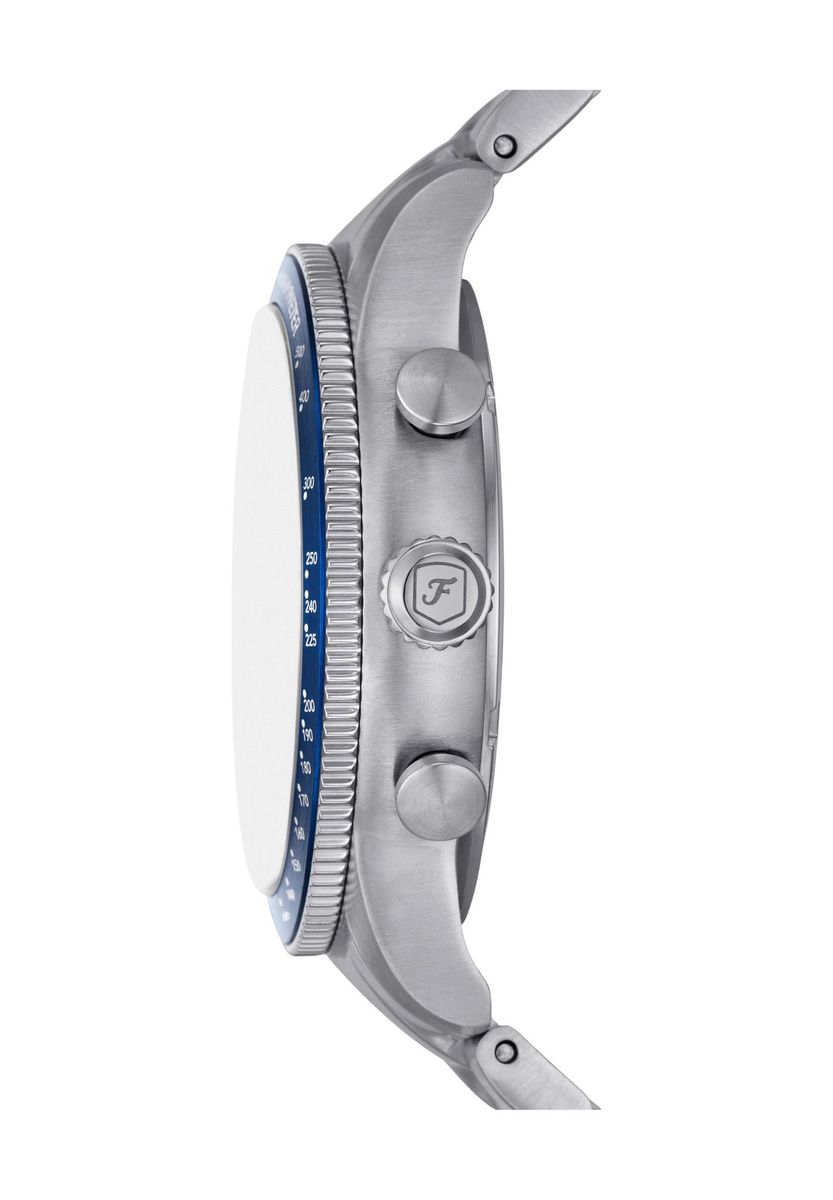 Herren Silber Chronograph Uhr Blaues Zifferblatt