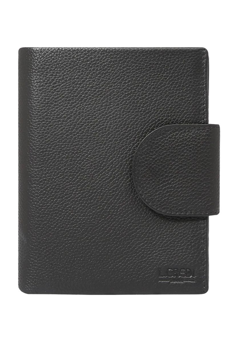 Ledergeldbörse mit Lasche und Druckknopf