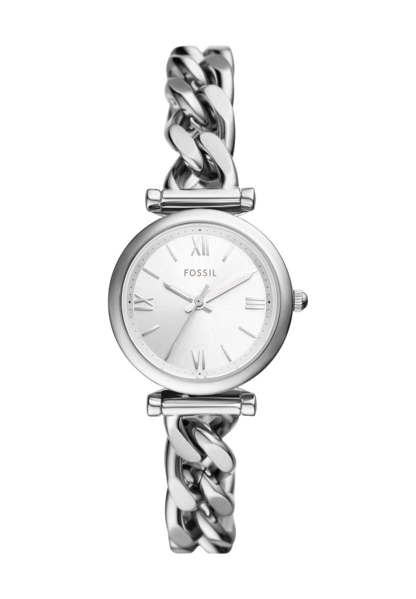 Silberne Edelstahl-Gliederarmbanduhr