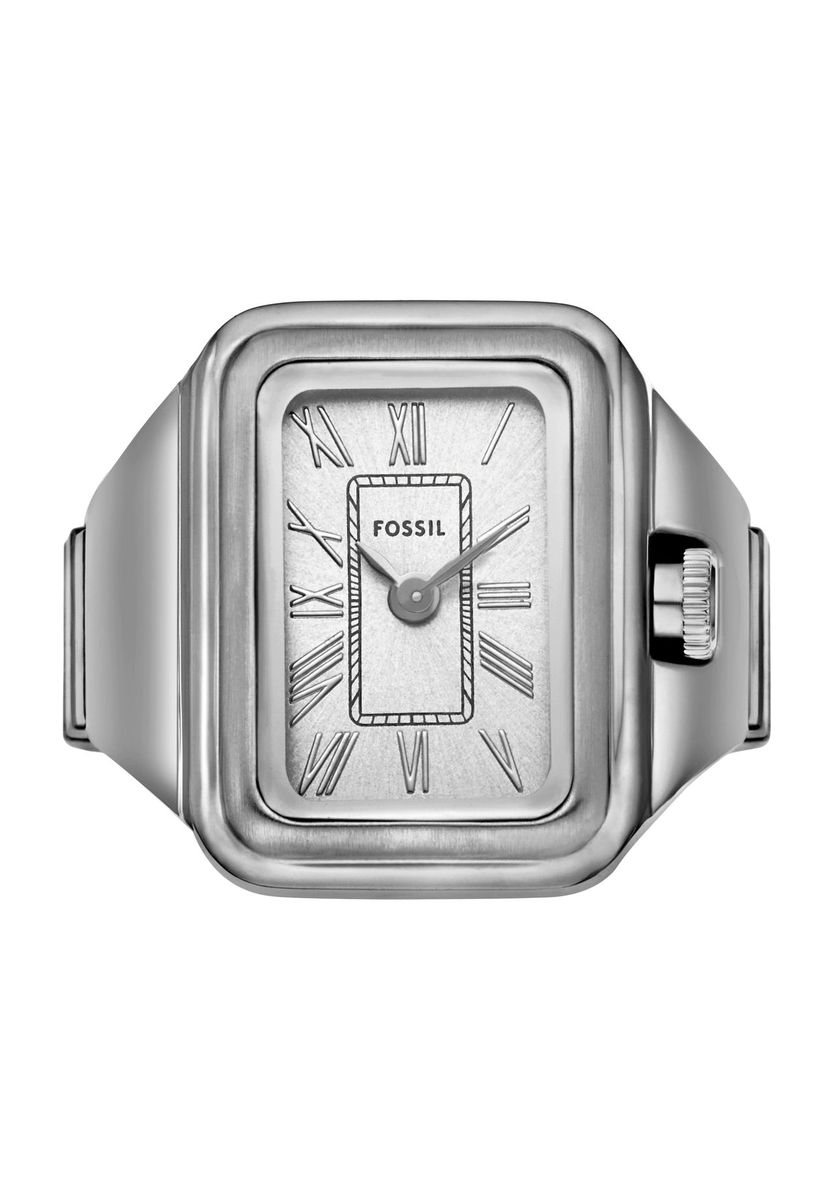 Polierte silberfarbene rechteckige Ringuhr