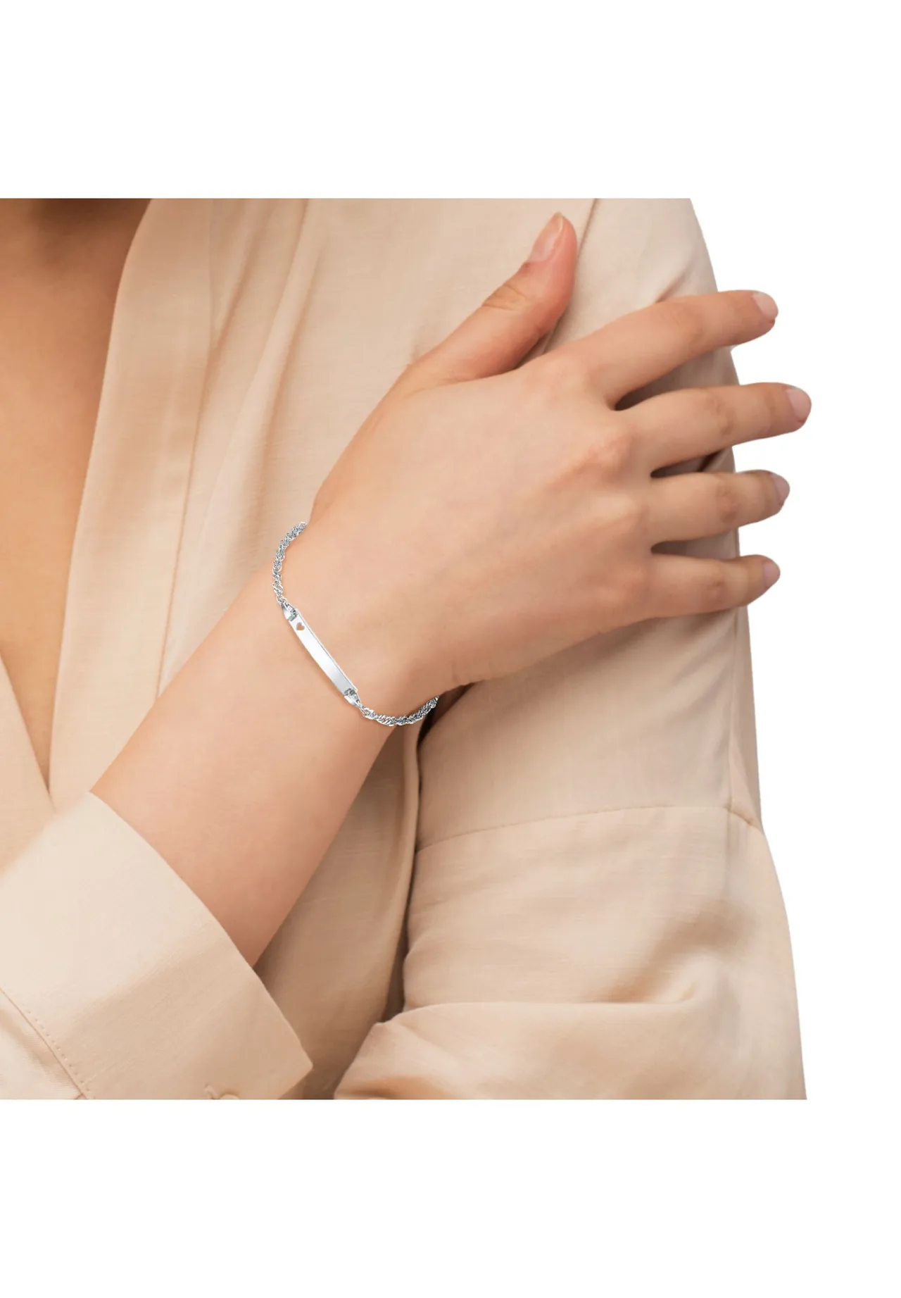 Singapurketten-Identarmband mit Herz