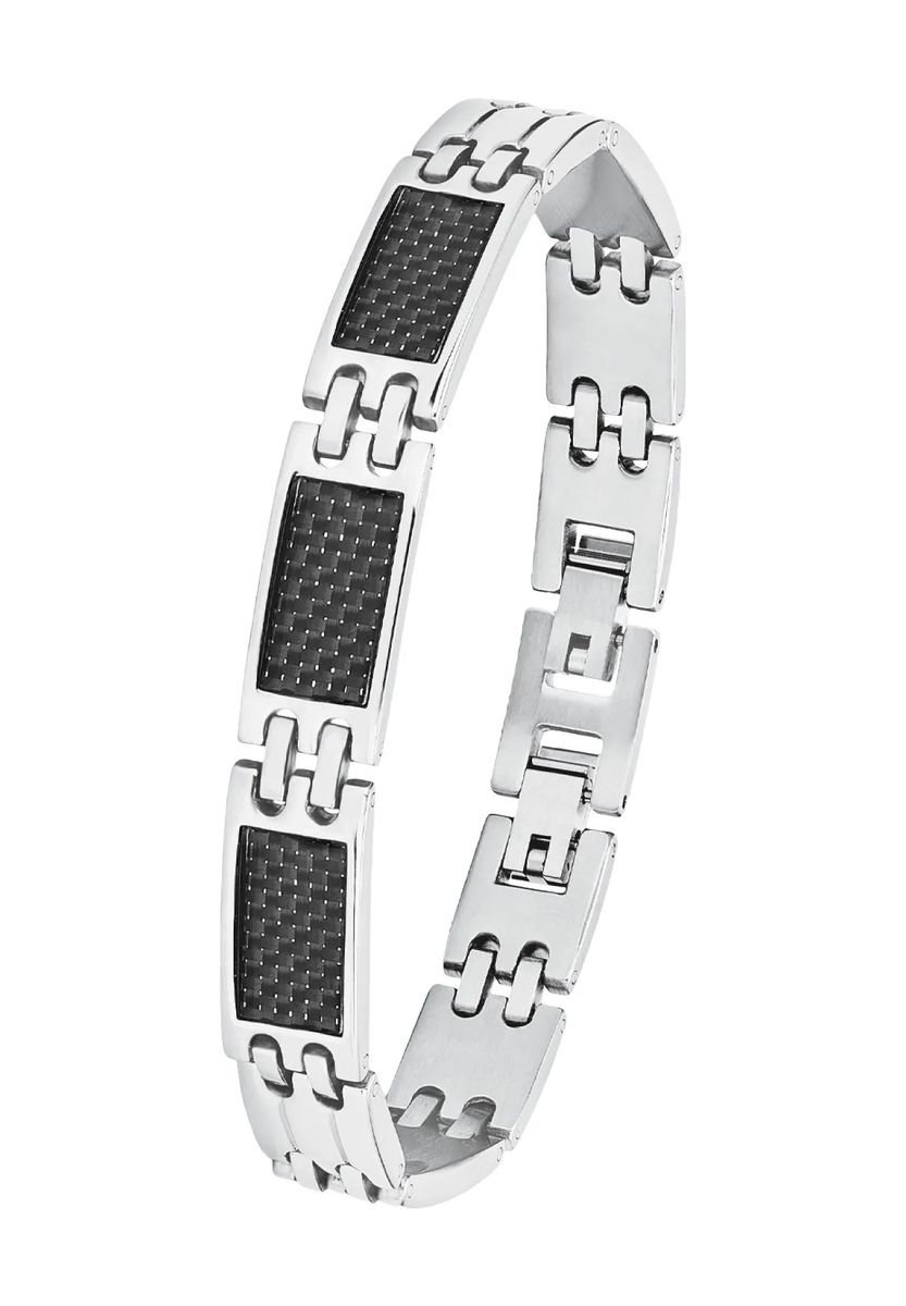Modernes Gliederarmband mit Carbon-Inlay