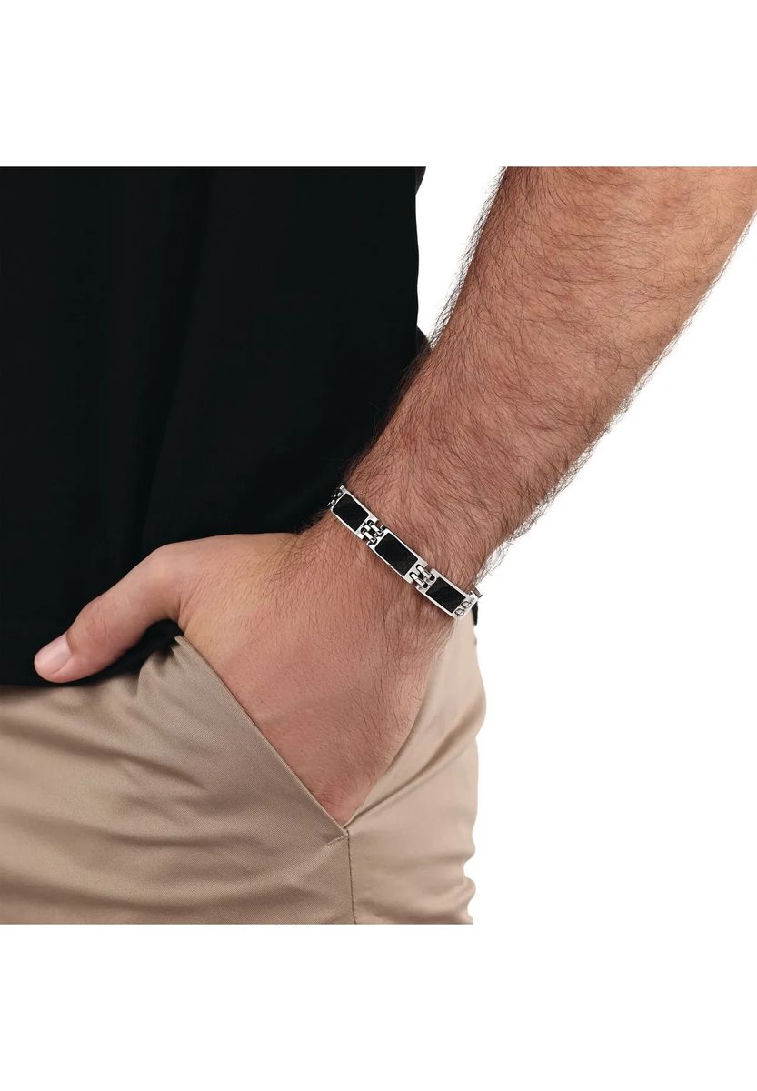 Modernes Gliederarmband mit Carbon-Inlay