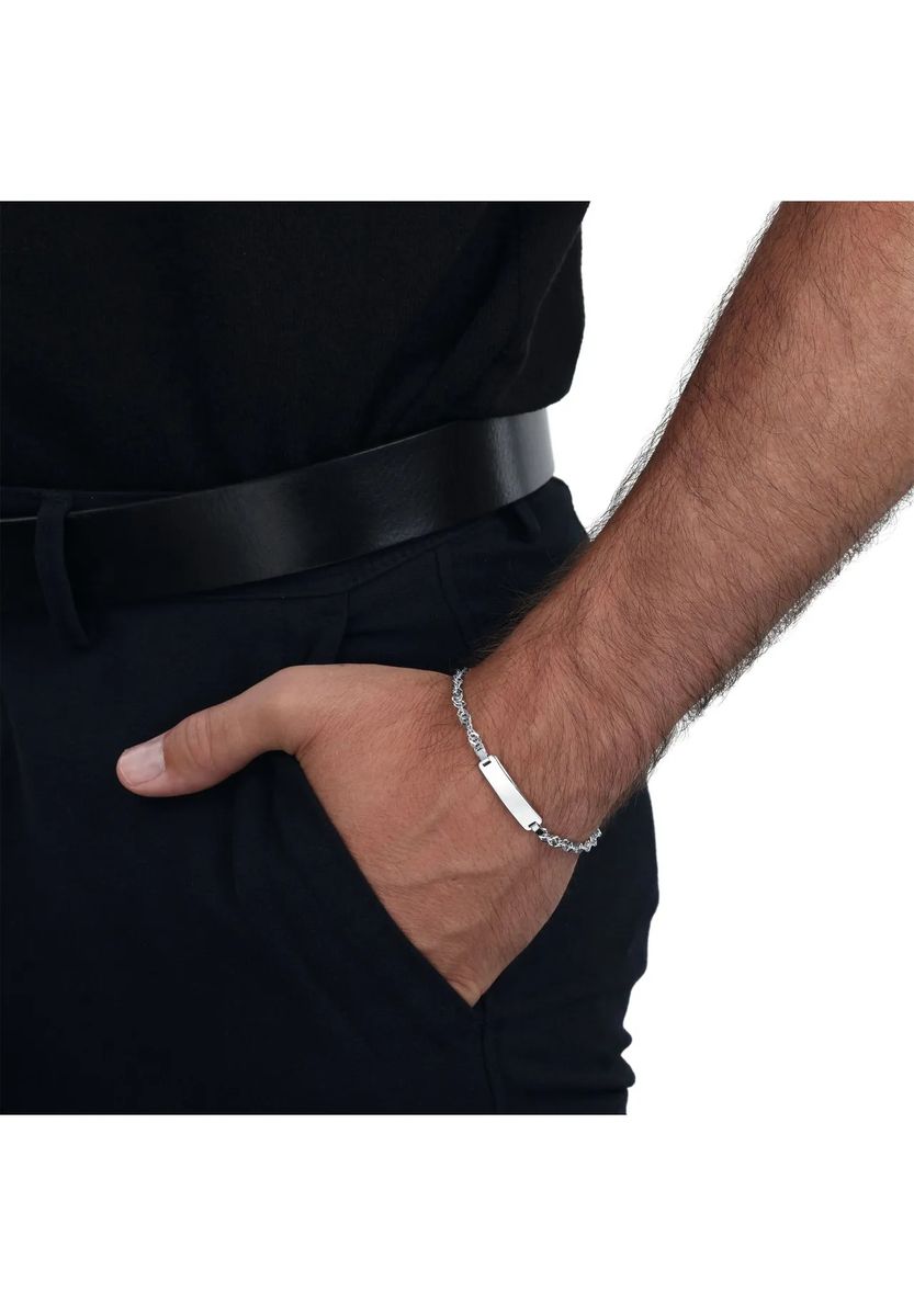 Klassisches ID-Armband mit Singapurkette