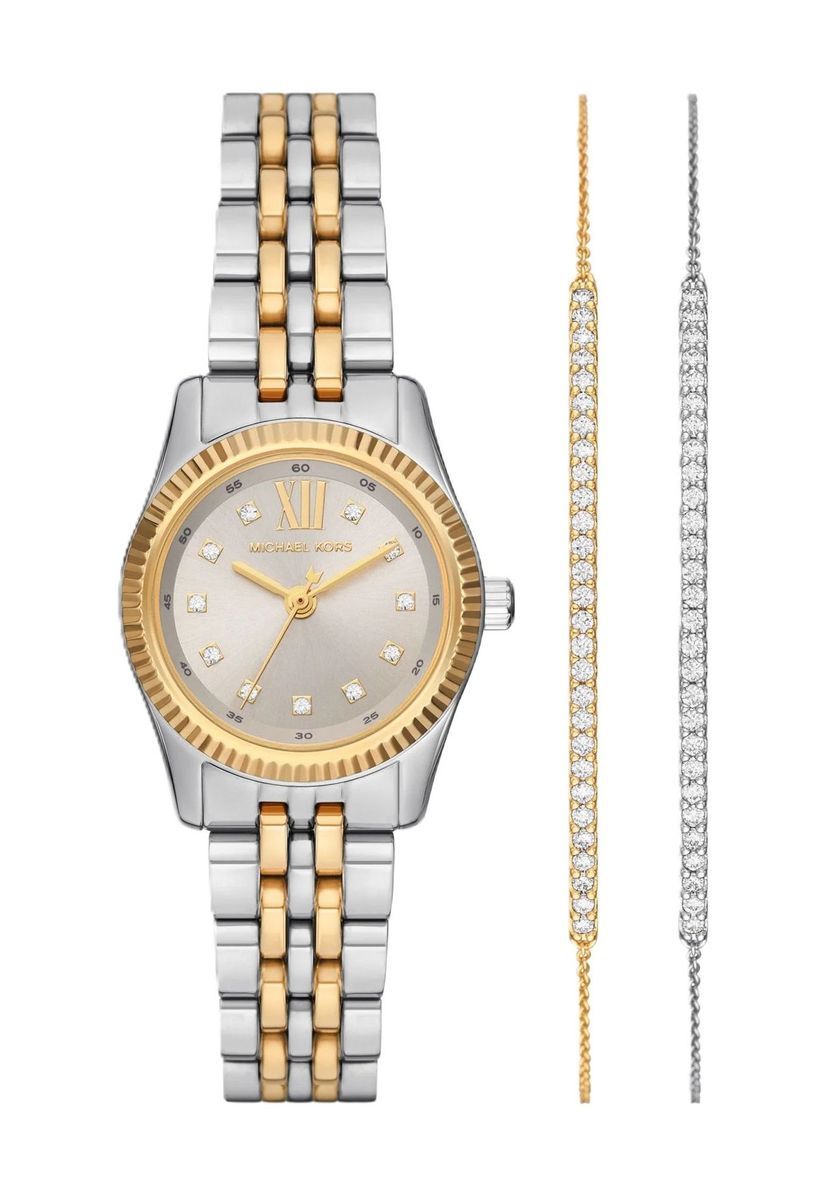 Zweifarbige Edelstahl Damen Uhren-Set