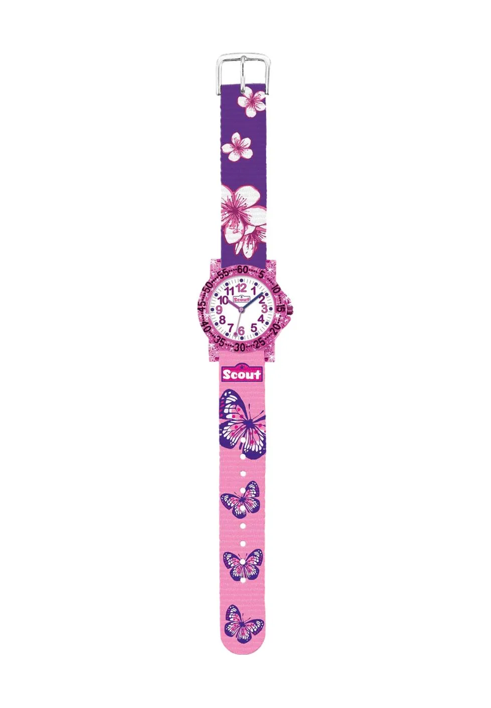 Armbanduhr mit Blumen und Schmetterlingen
