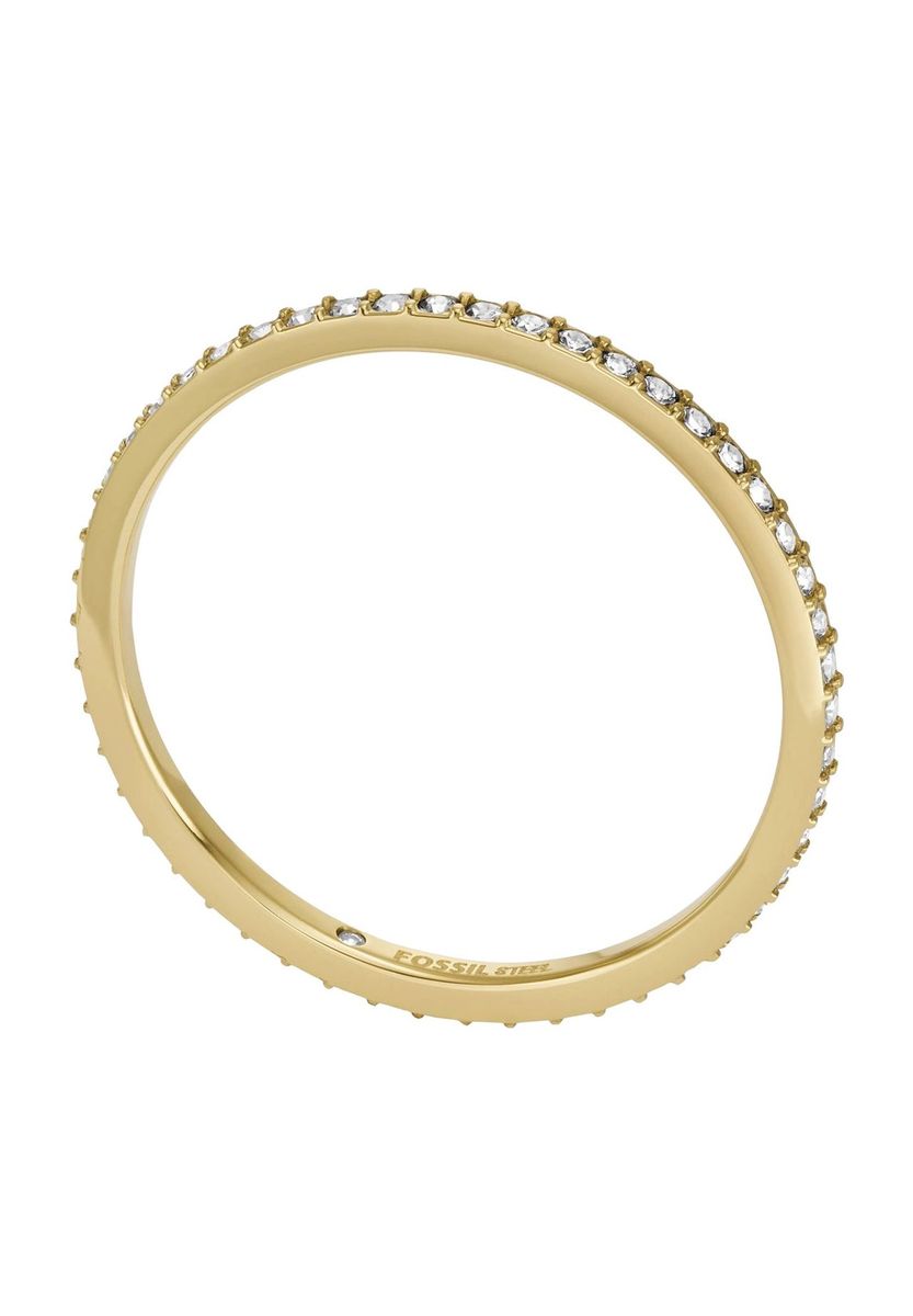 Kristallverzierter, goldfarbener Edelstahlring