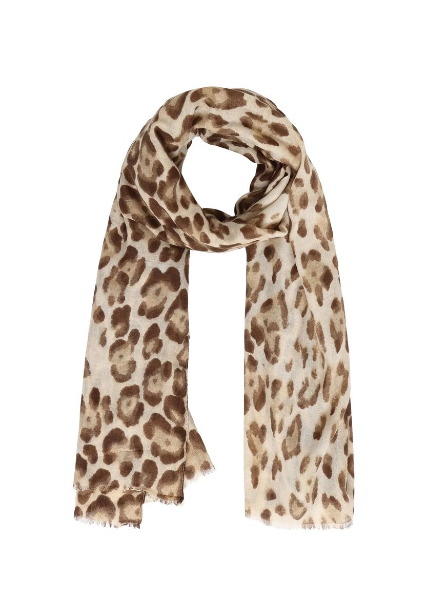Schal mit Animal-Print und Fransen