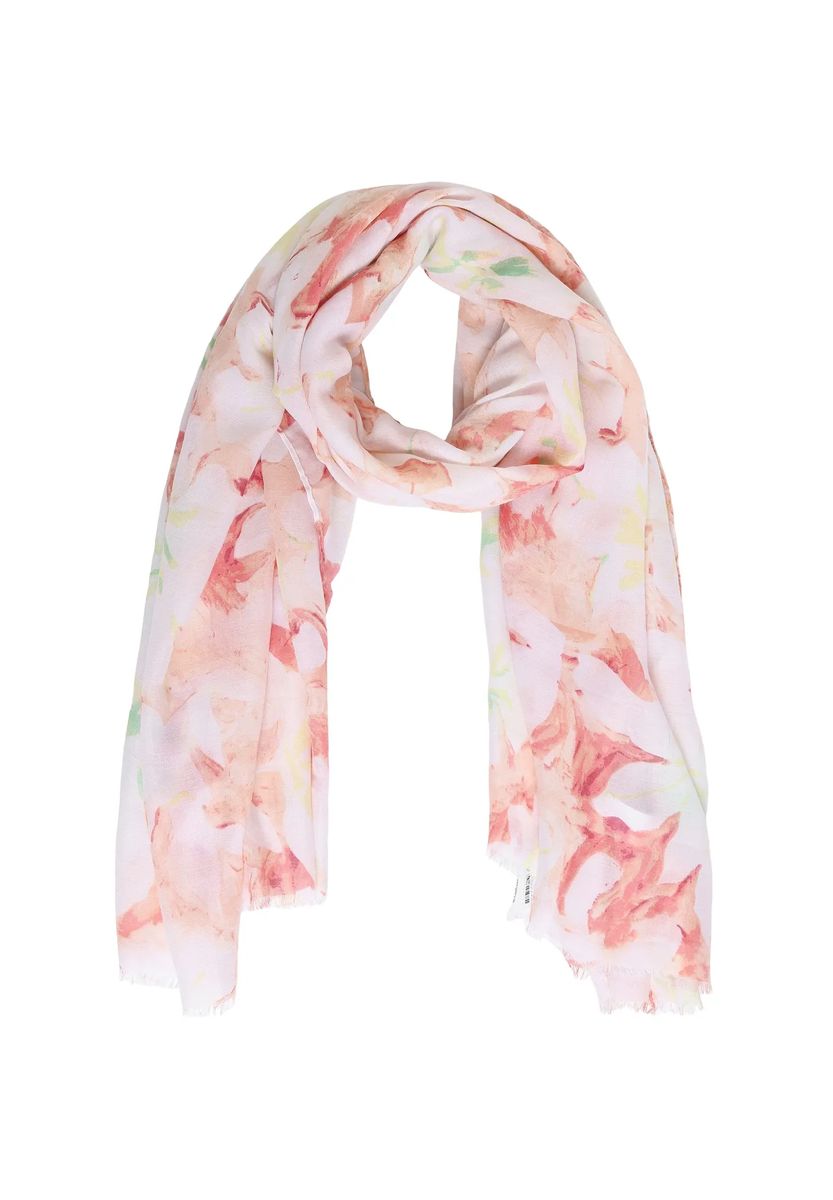 Leichter Schal mit Blumenmuster und Fransen