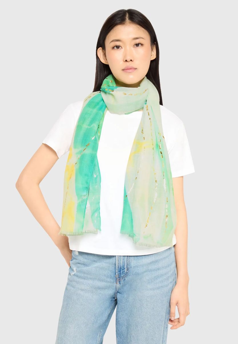 Leichter Aquarell-Schal mit Folienprint