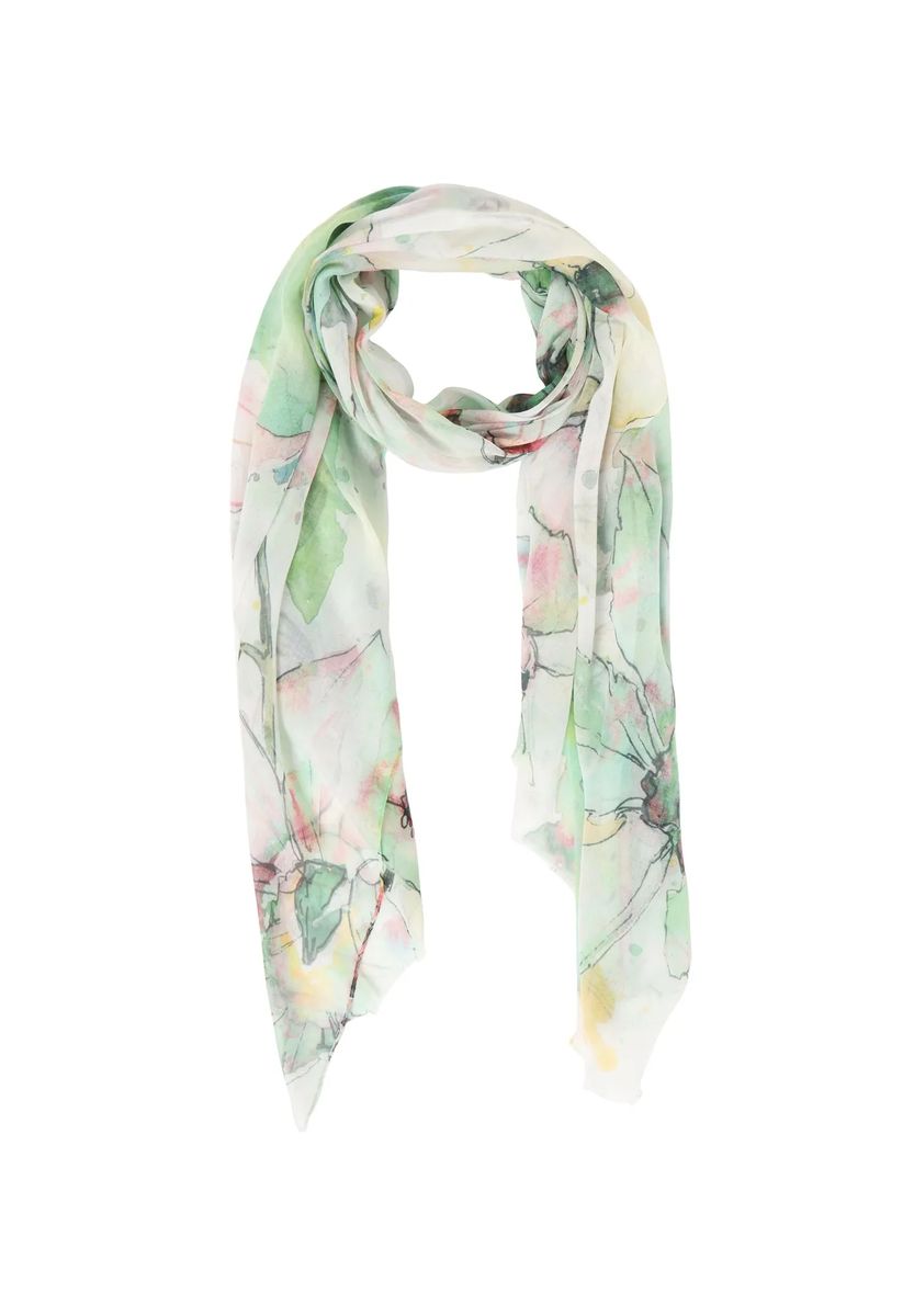 Luftiger Schal mit Aquarell-Blumenmuster