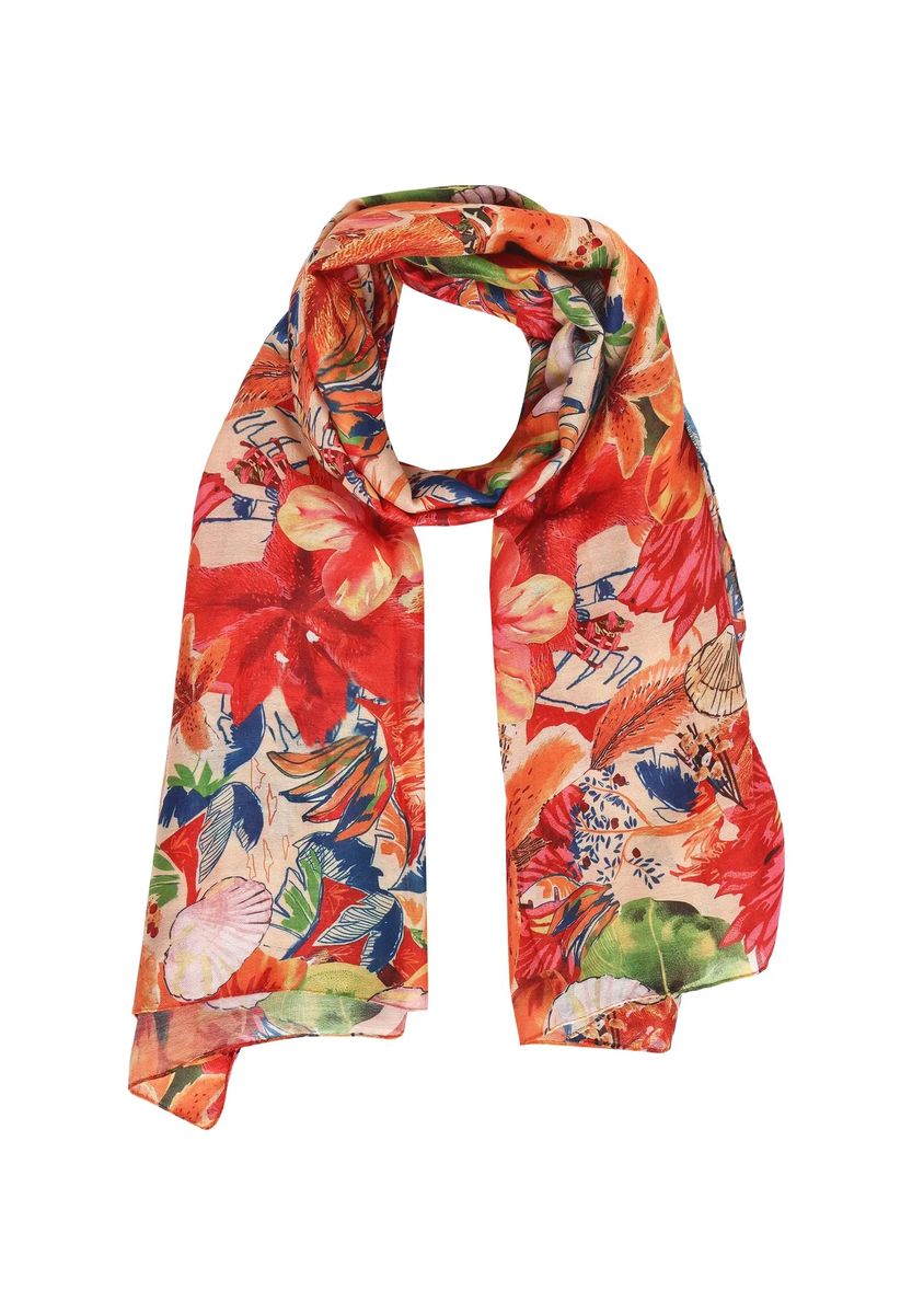 Leichter Schal mit tropischem Blumenprint