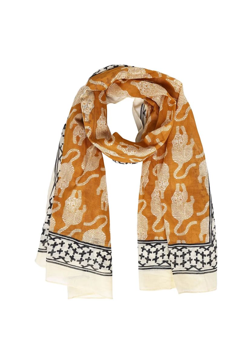 Leichtes Baumwolltuch mit Tigermotiv