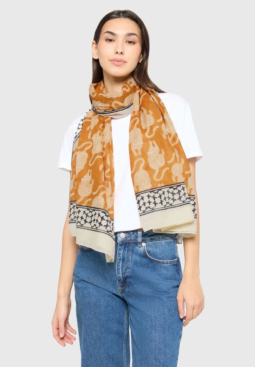 Leichtes Baumwolltuch mit Tigermotiv