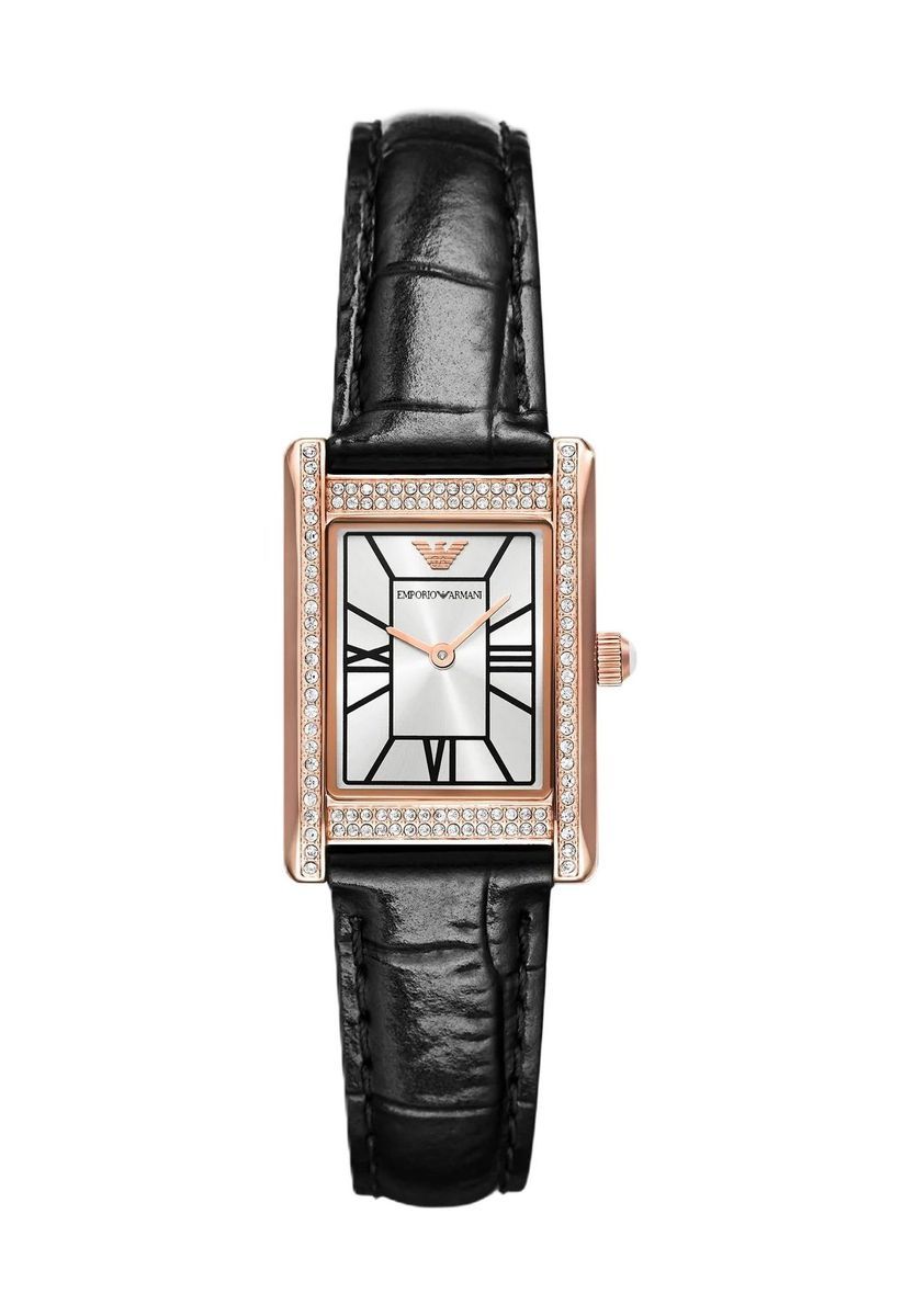 Rechteckige Damenuhr aus Roségold