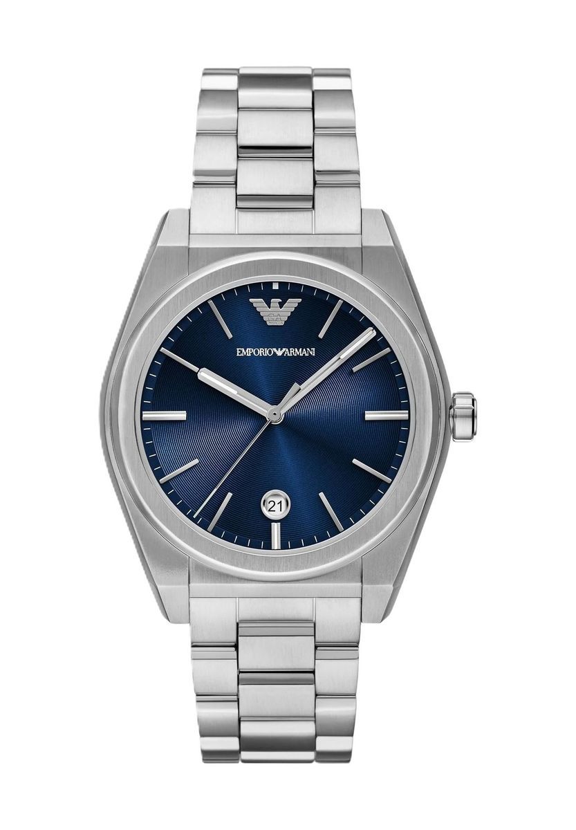 Elegante Edelstahluhr mit blauem Zifferblatt