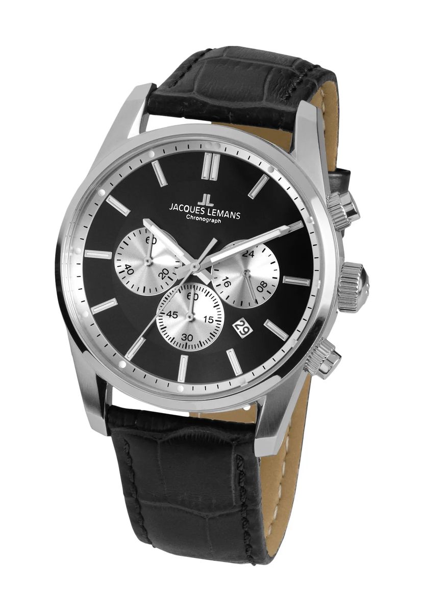 Eleganter Chronograph mit Kroko-Lederarmband