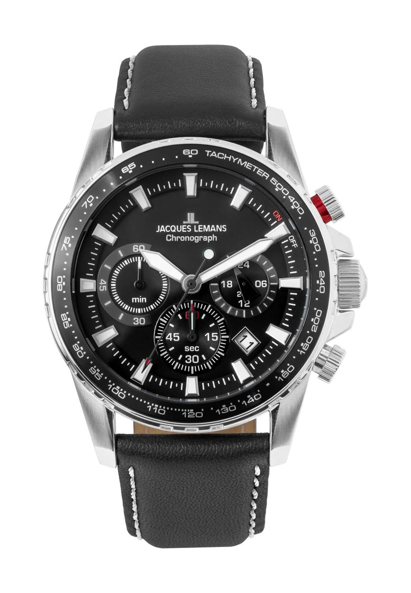 Sportlicher Chronograph mit Lederarmband