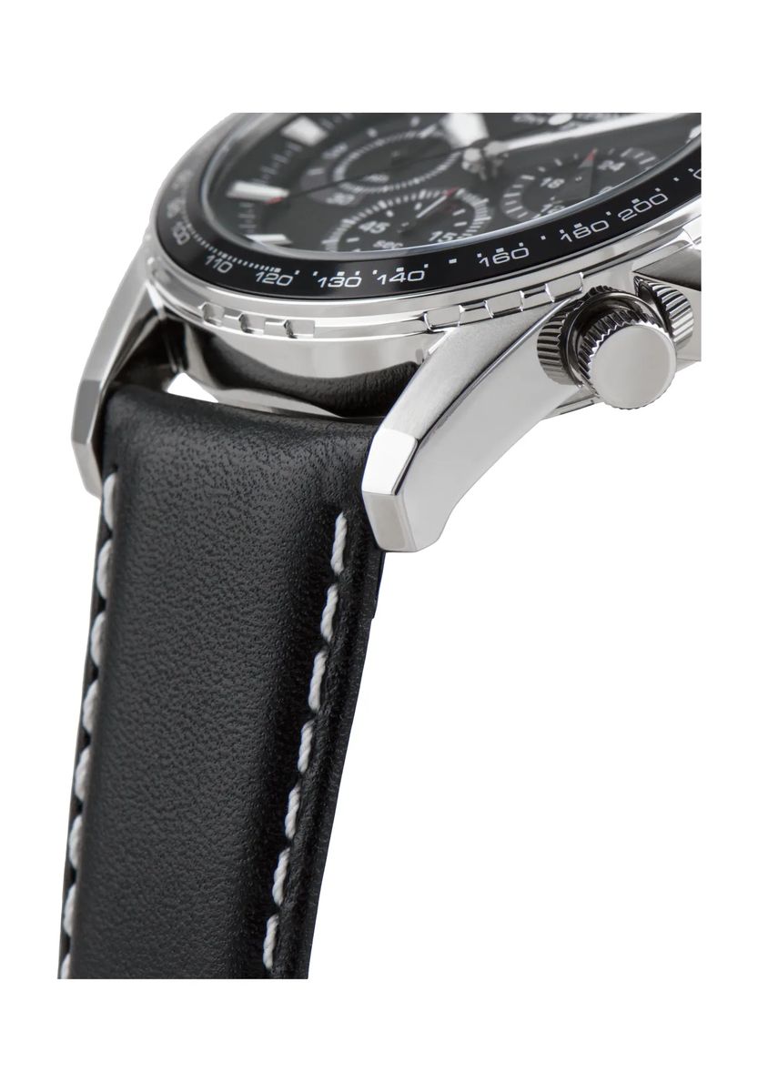 Sportlicher Chronograph mit Lederarmband
