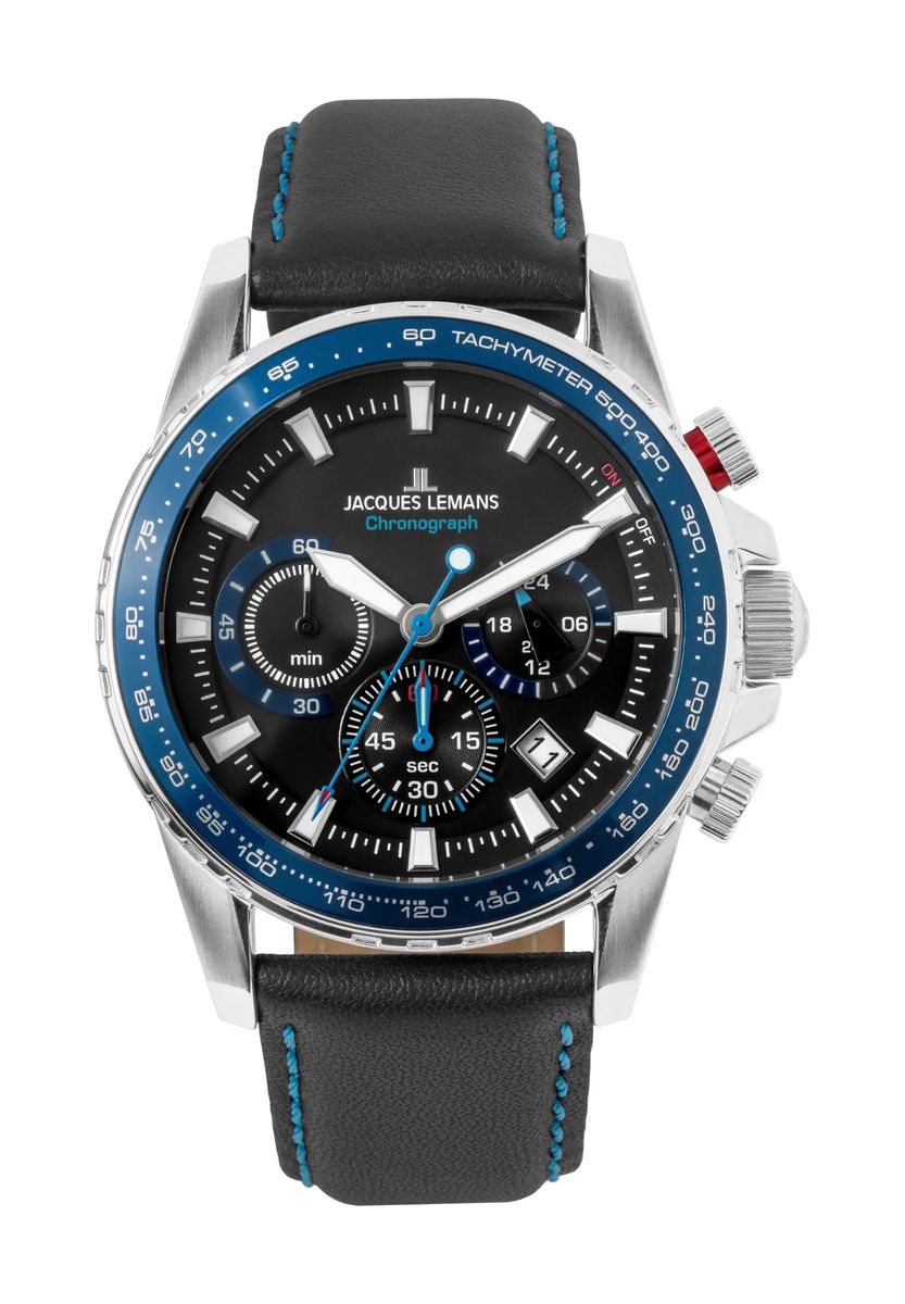 Sportlicher Chronograph mit Lederarmband