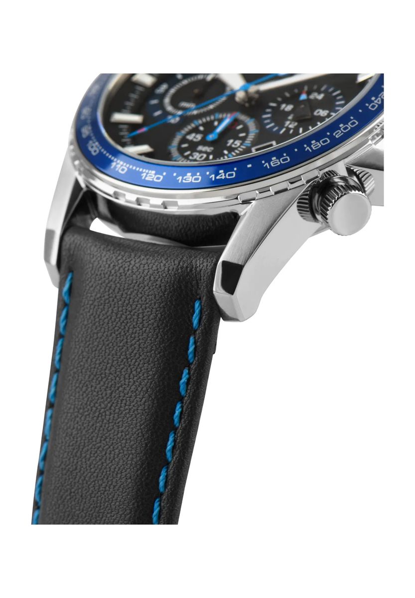 Sportlicher Chronograph mit Lederarmband
