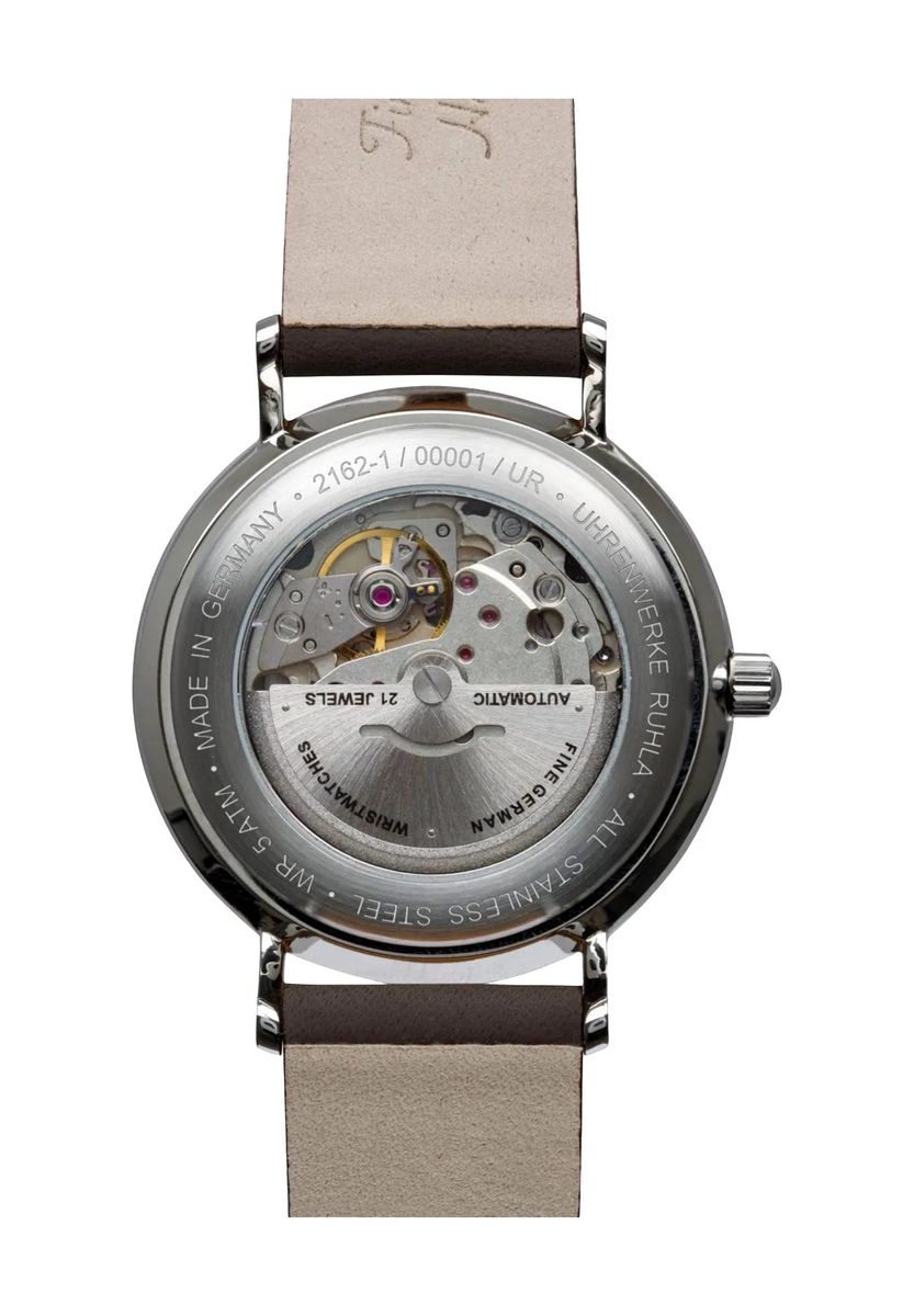 Minimalistische Automatik-Uhr mit Wochentagsanzeige