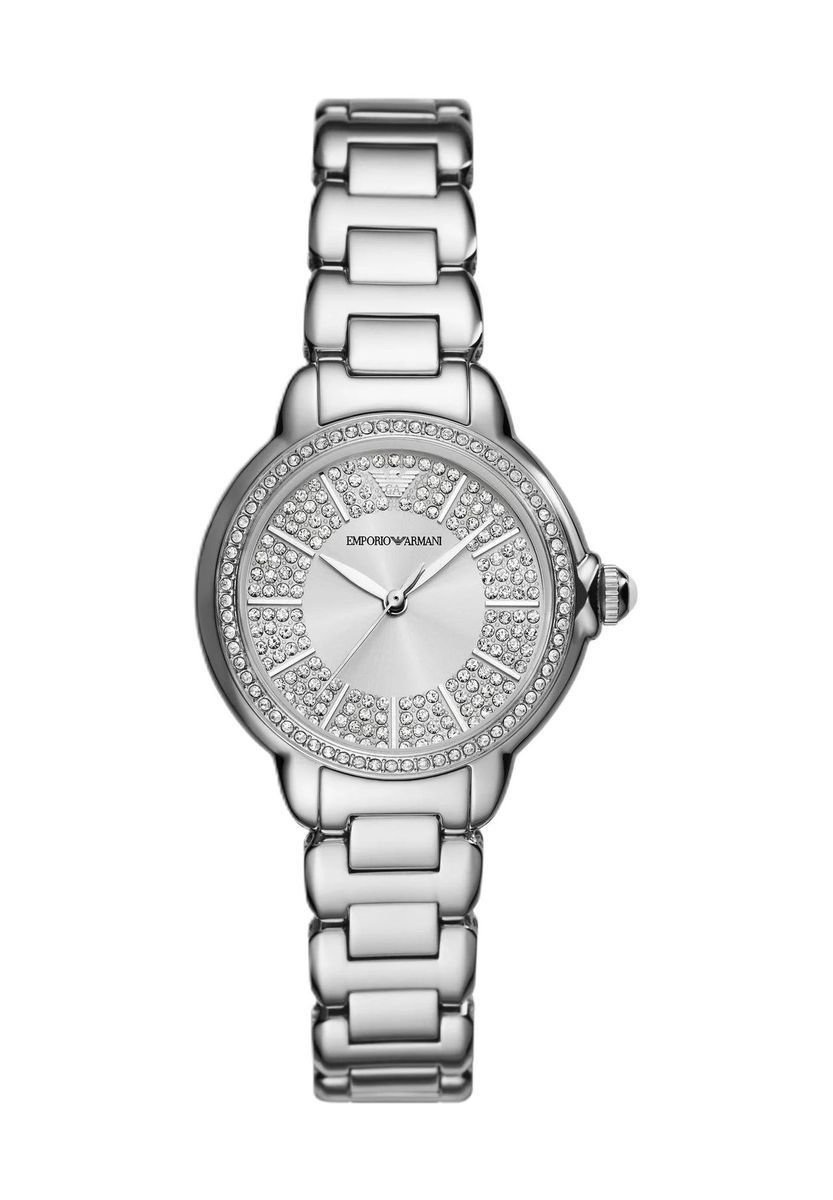 Funkelnde Damenuhr mit silberfarbenem Zifferblatt