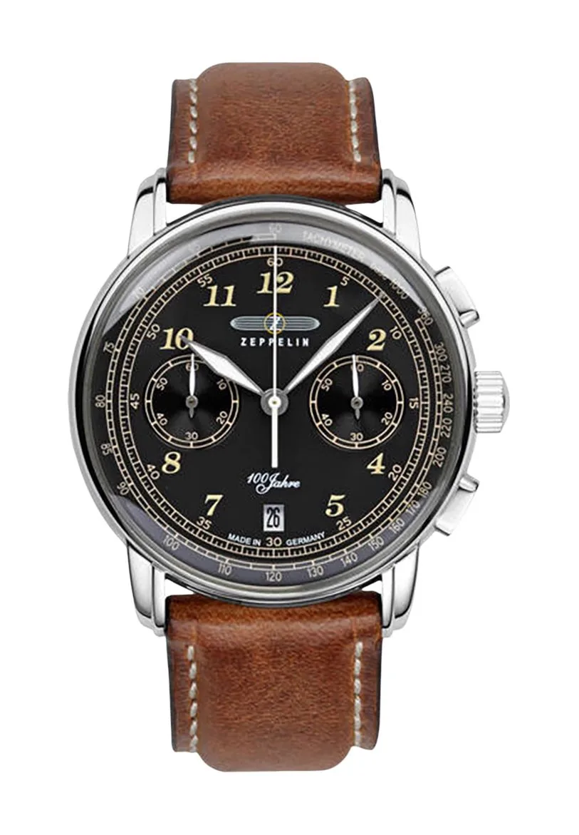 Retro-Fliegerchronograph mit Lederarmband