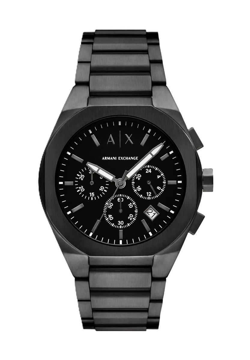 Herren Chronograph Edelstahl Uhr, Schwarz