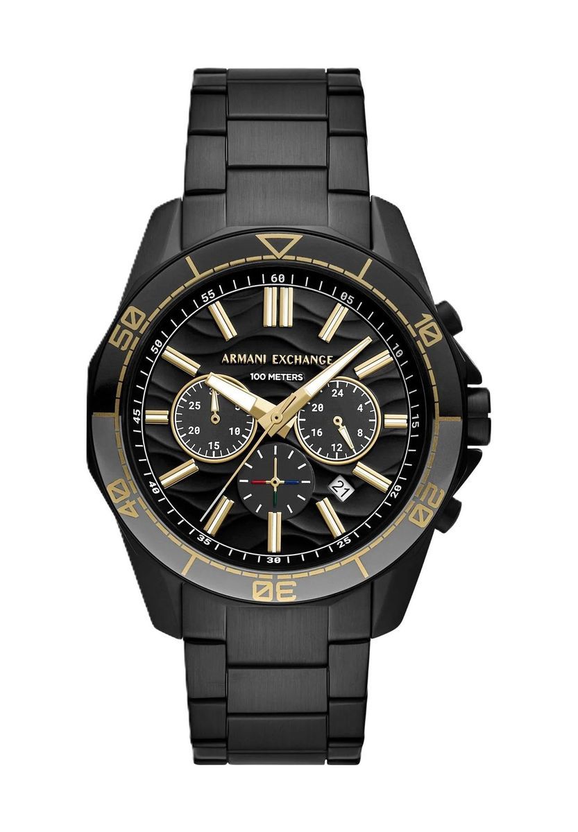 Schwarze Edelstahl Chronograph Uhr