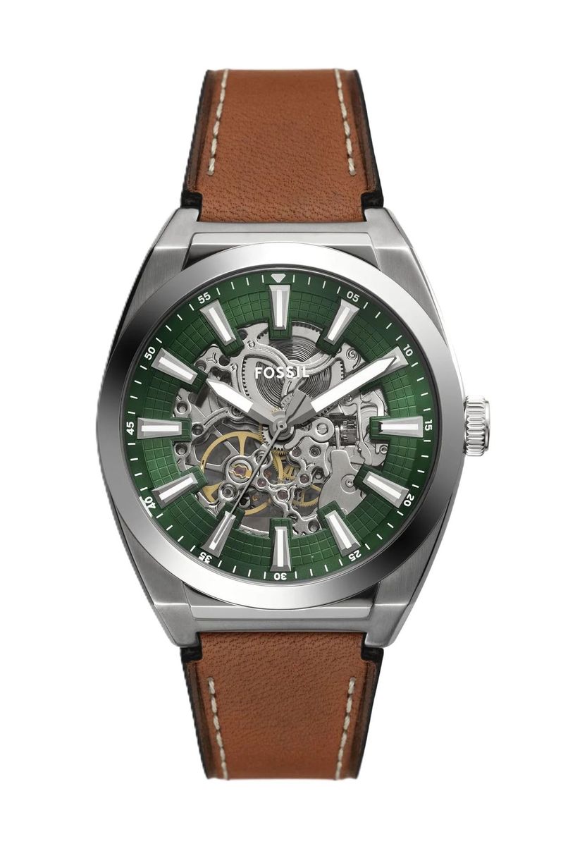 Grüne Automatikuhr mit Lederarmband