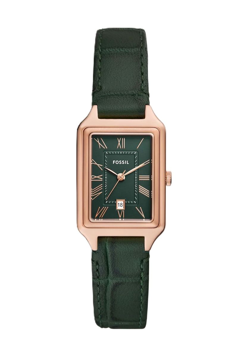 Elegante rechteckige Uhr mit grünem Zifferblatt