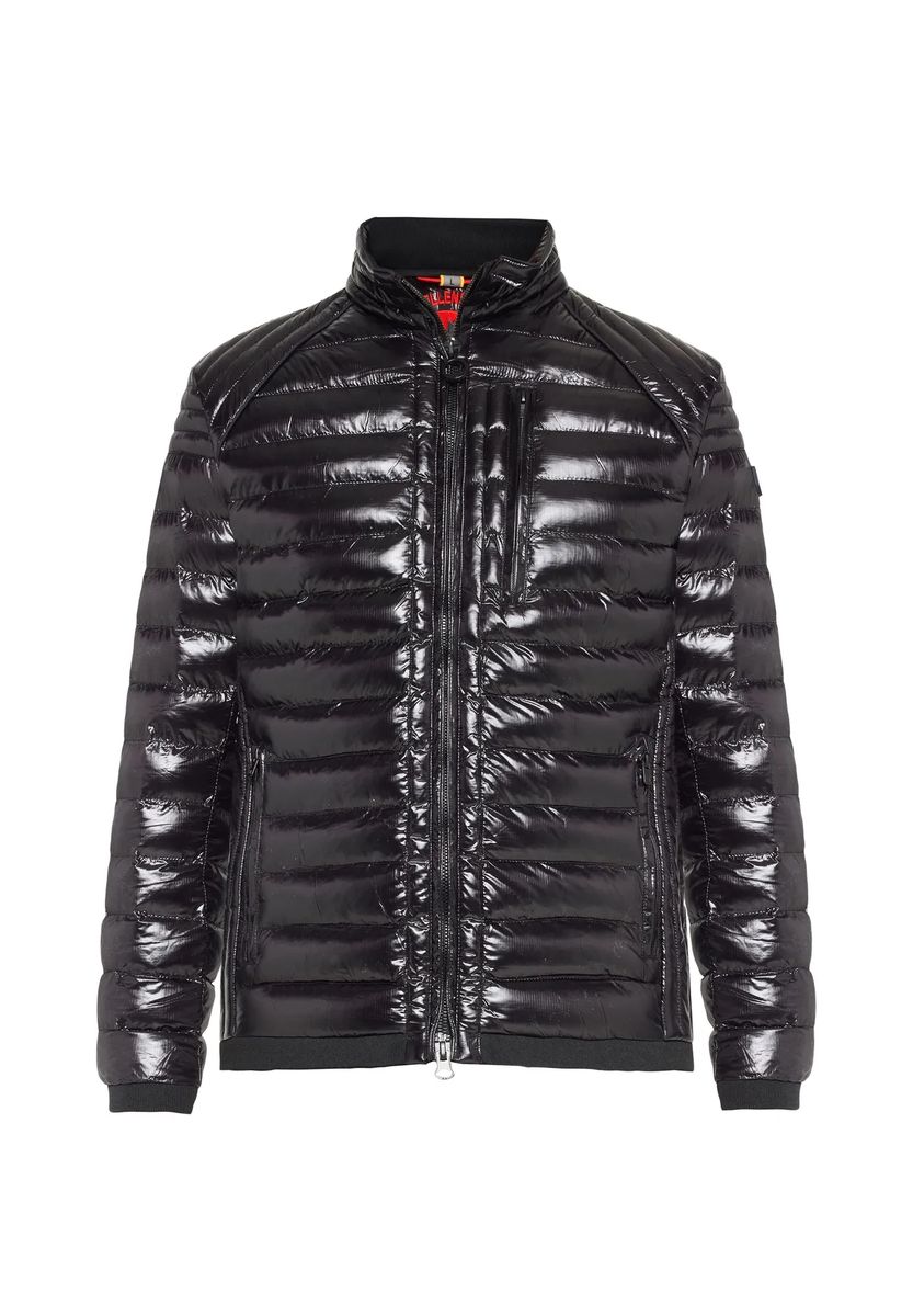 Glänzende Steppjacke mit Stehkragen