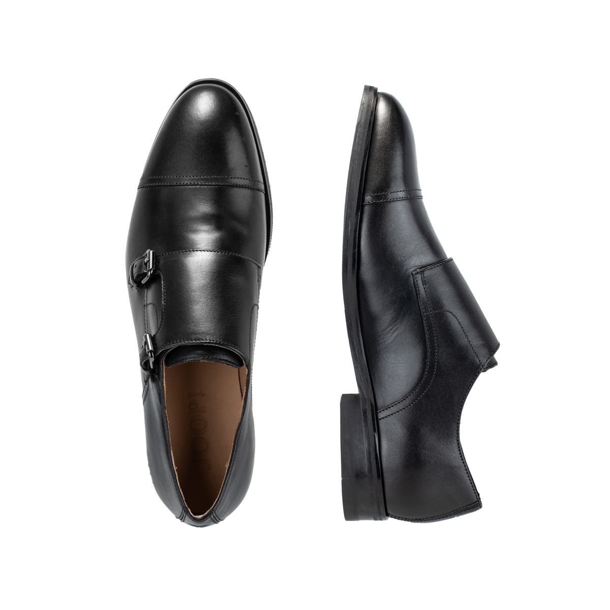 Polierte Double-Monkstrap Lederhalbschuhe