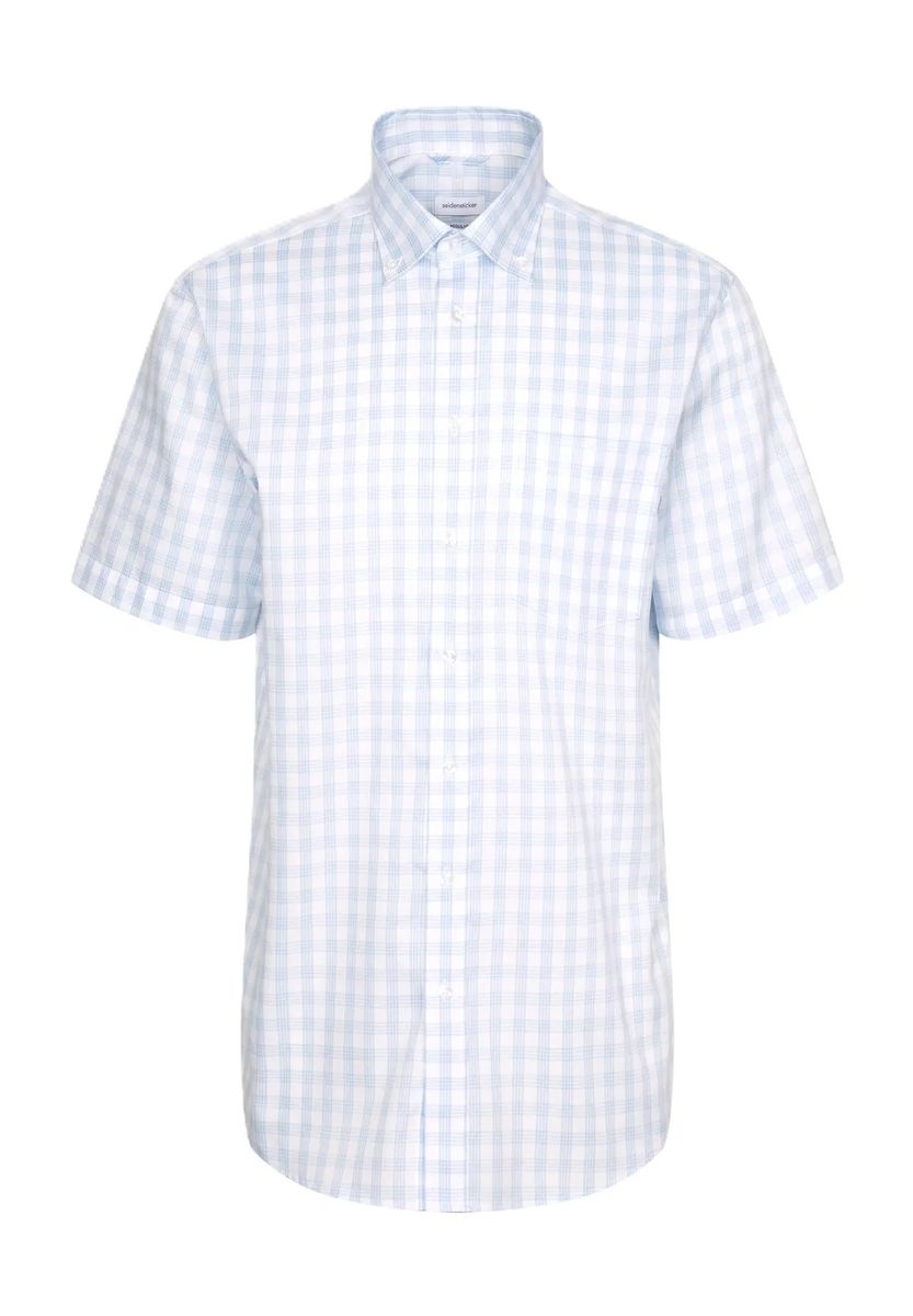 Kurzarm-Karohemd mit Button-Down-Kragen