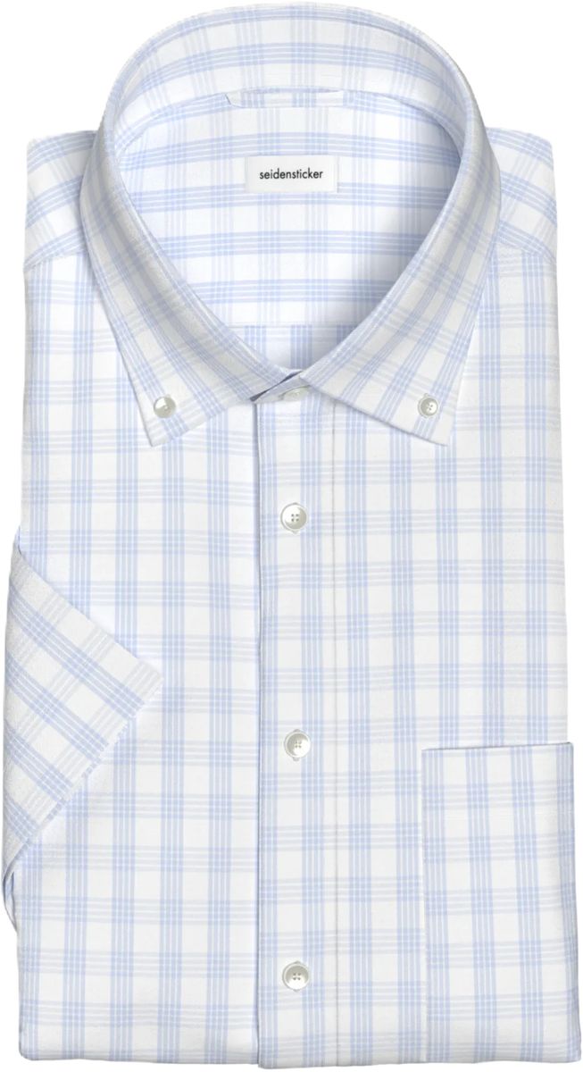 Kurzarm-Karohemd mit Button-Down-Kragen