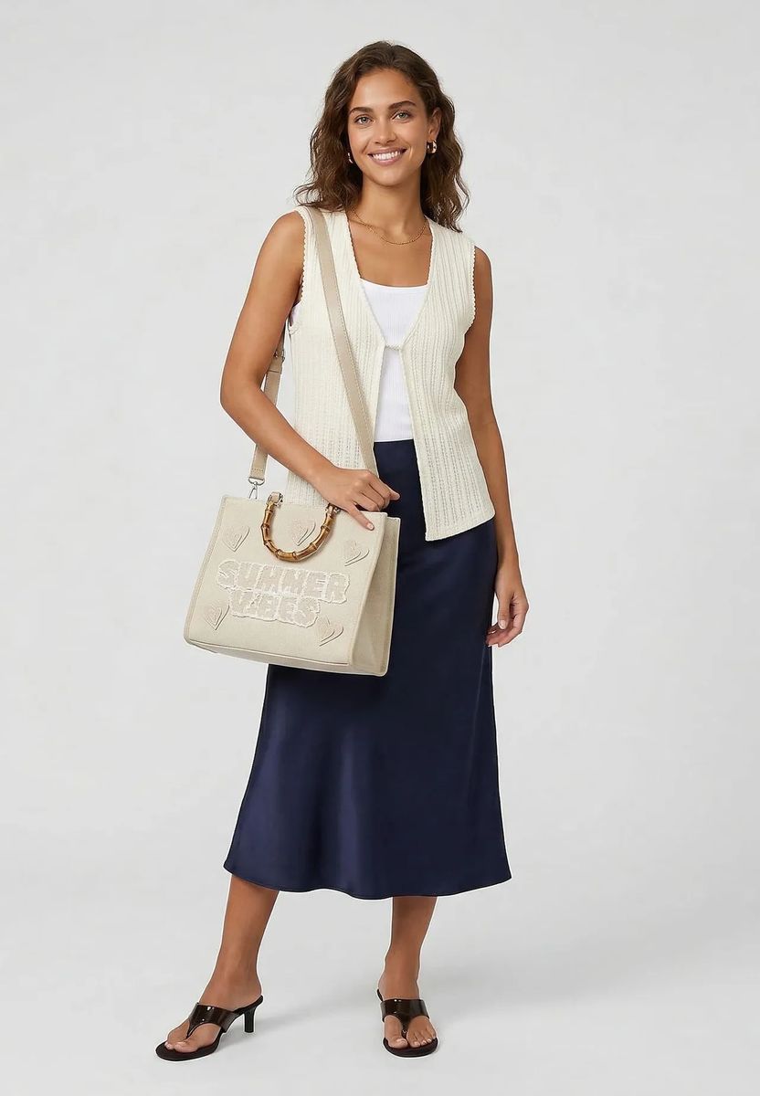 Shopper mit Summer Vibes Bestickung