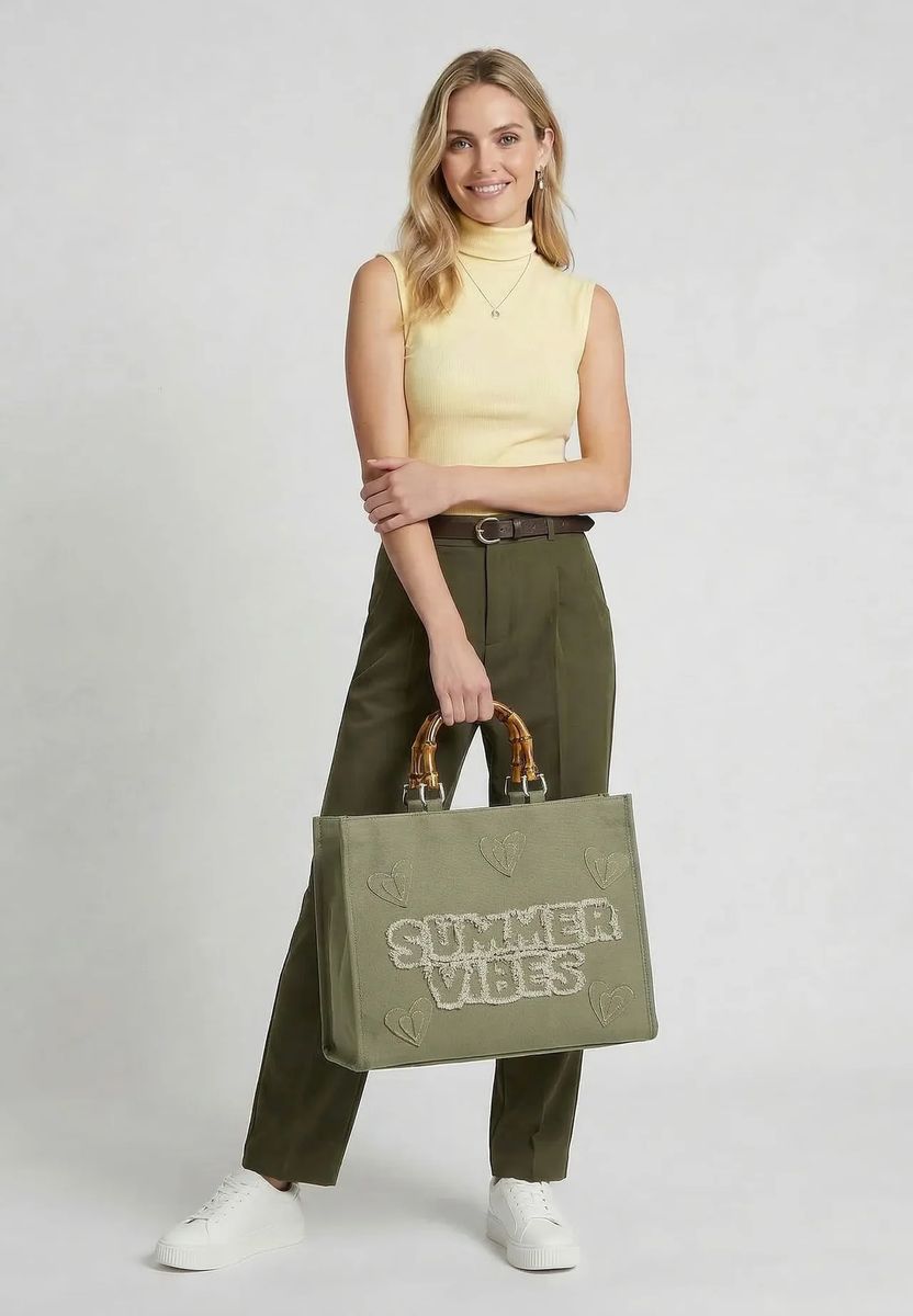 Canvas-Shopper mit Summer-Vibes-Stickerei