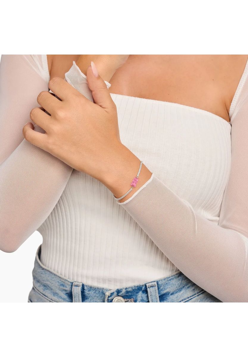 Kristall-Armband mit pinkem Goldbär