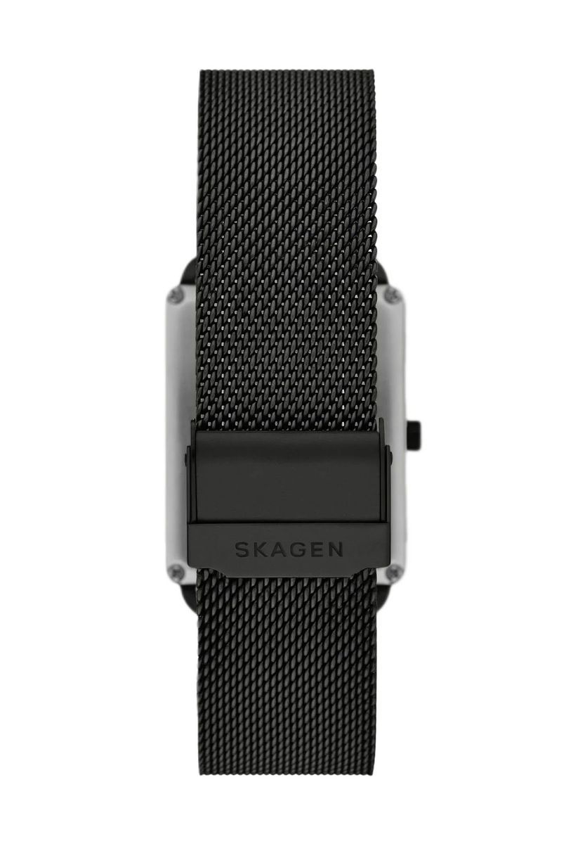 Minimalistische quadratische schwarze Edelstahluhr