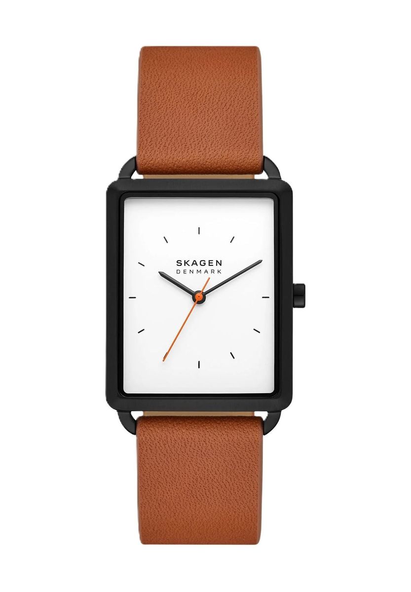 Moderne quadratische Uhr mit Lederarmband