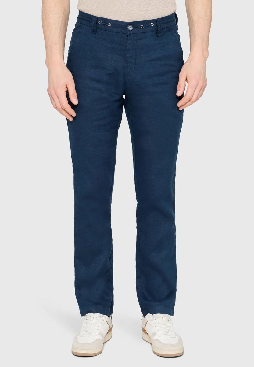 Gerade Leinenhose mit Tunnelzug