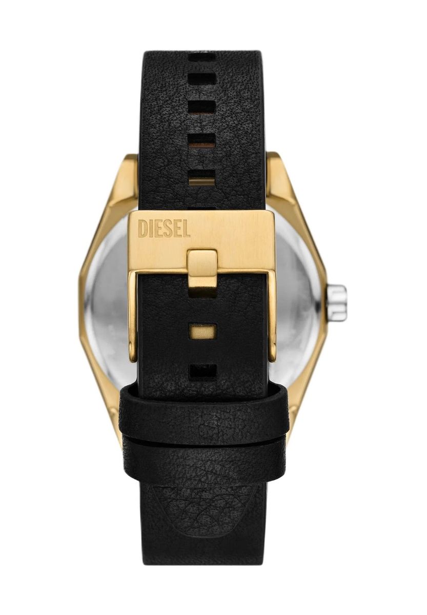 Moderne Goldton-Uhr mit schwarzem Band