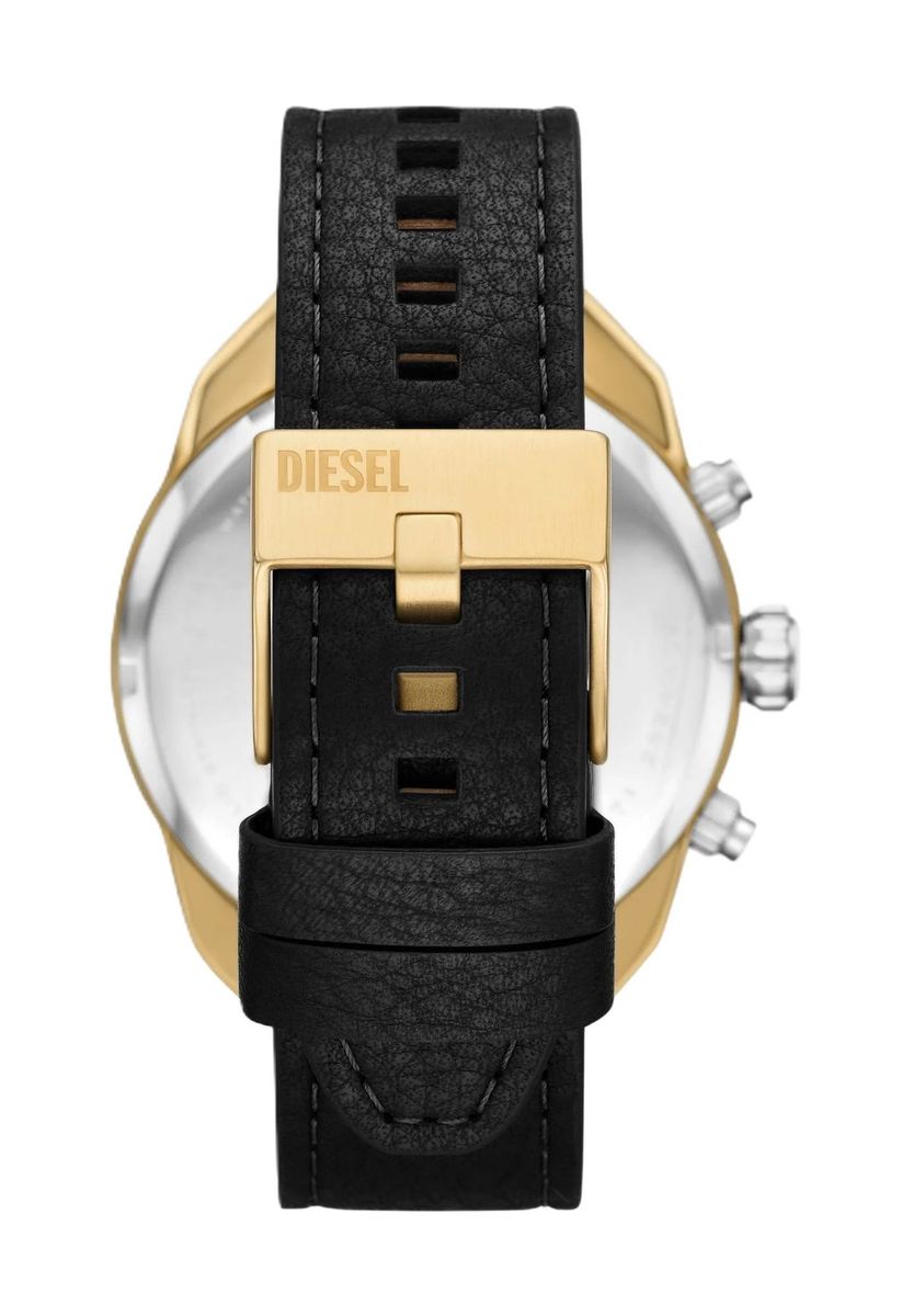 Herren Gold Chronograph Uhr mit Lederarmband