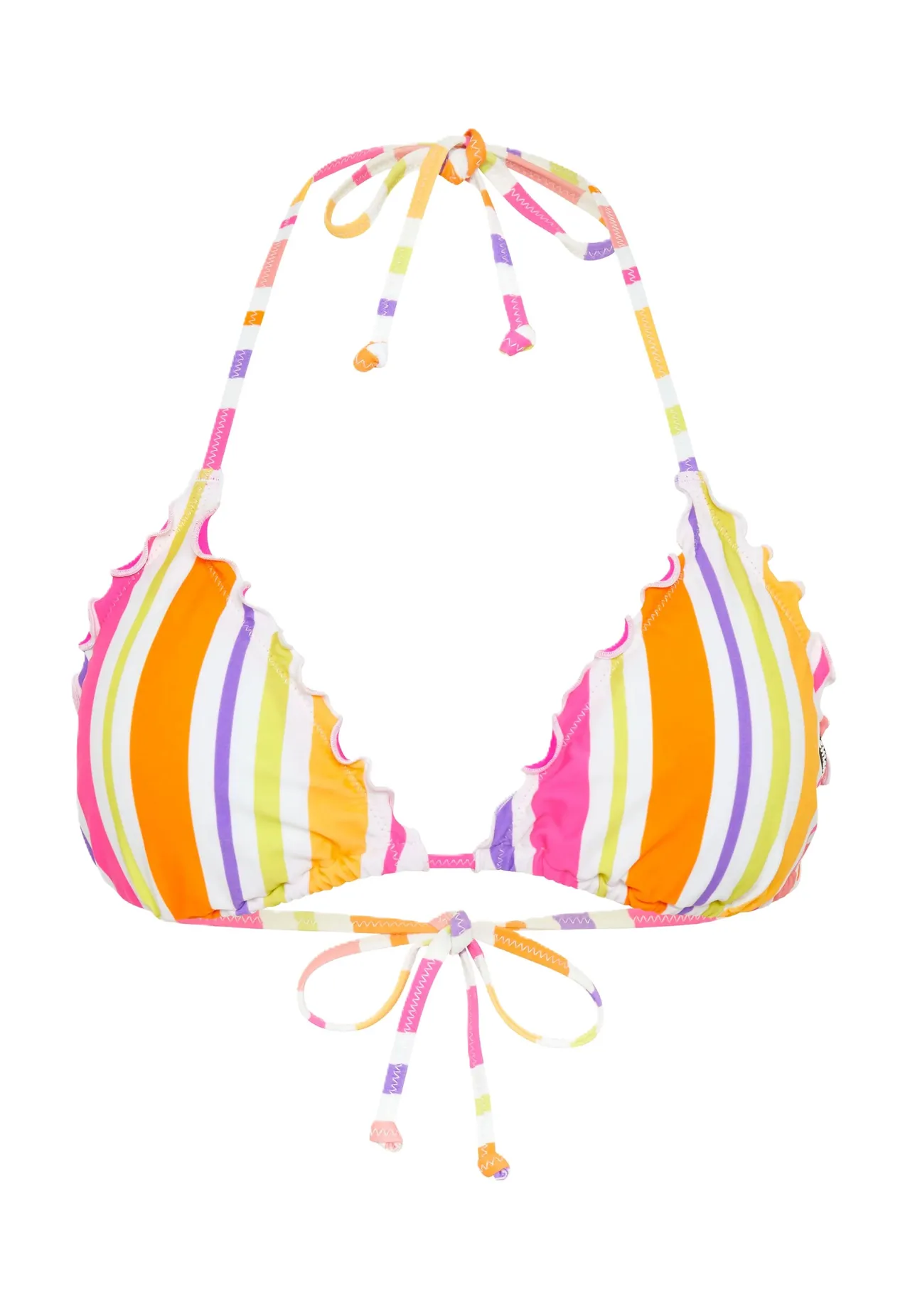 Gestreiftes Triangel-Bikini-Top mit Rüschen
