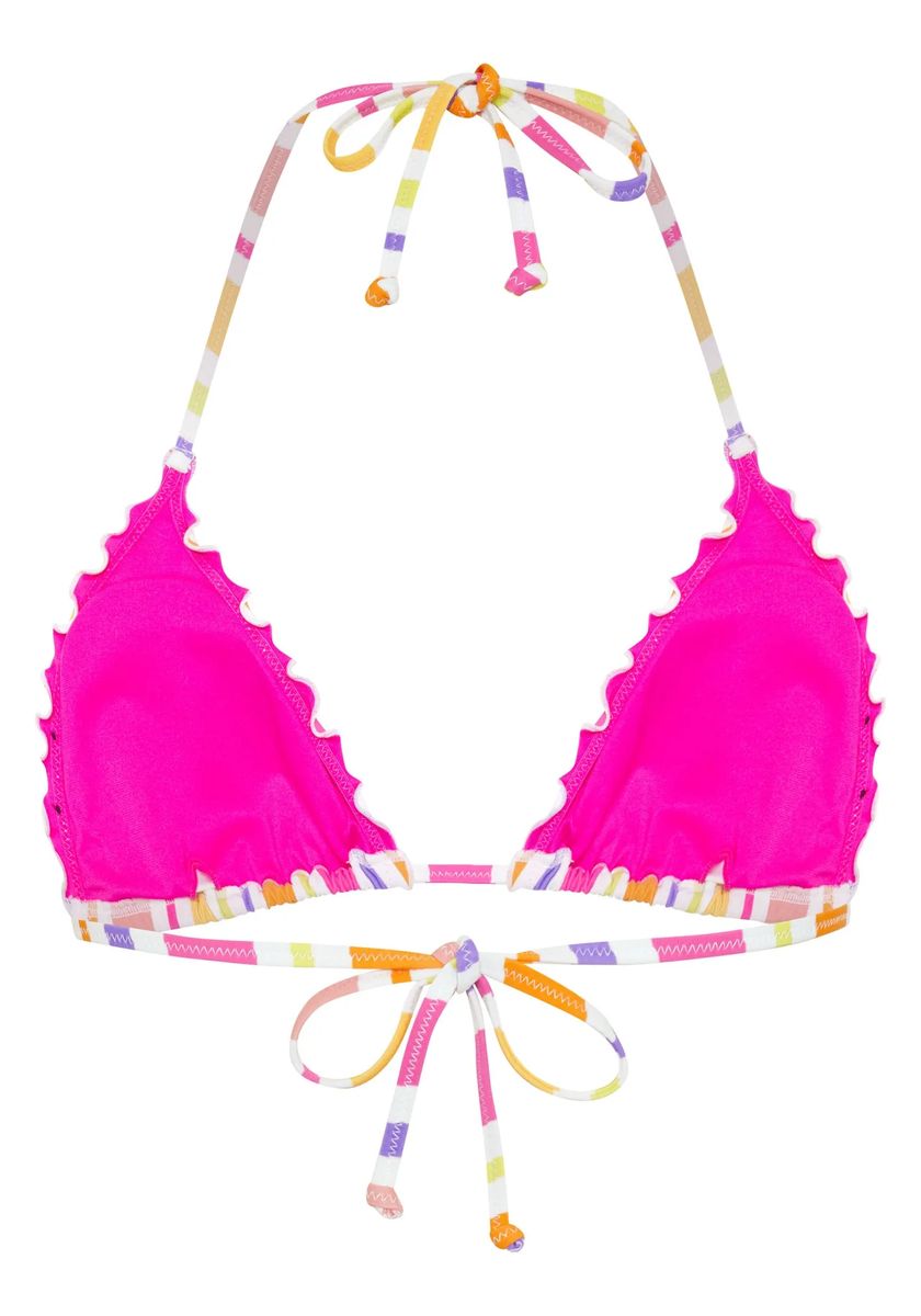 Gestreiftes Triangel-Bikini-Top mit Rüschen