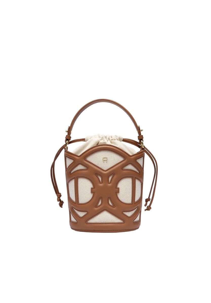 Canvas-Beuteltasche mit Leder-Cut-Outs