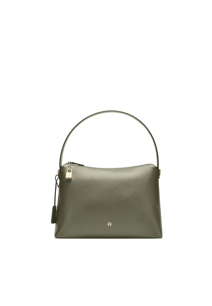 Strukturierte Schultertasche aus genarbtem Leder